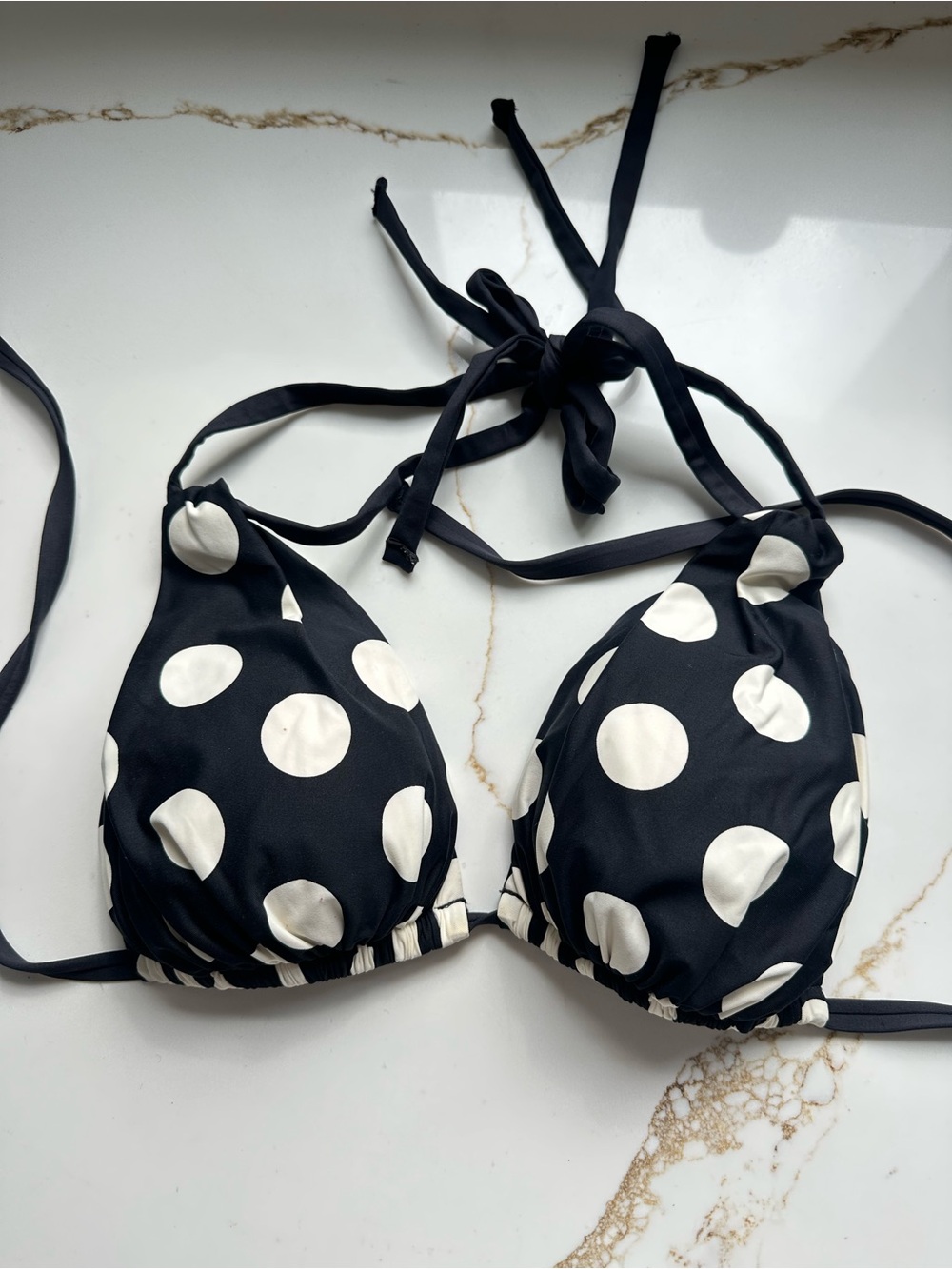 La Blanca Black & White Polka Dot Bikini Top Large